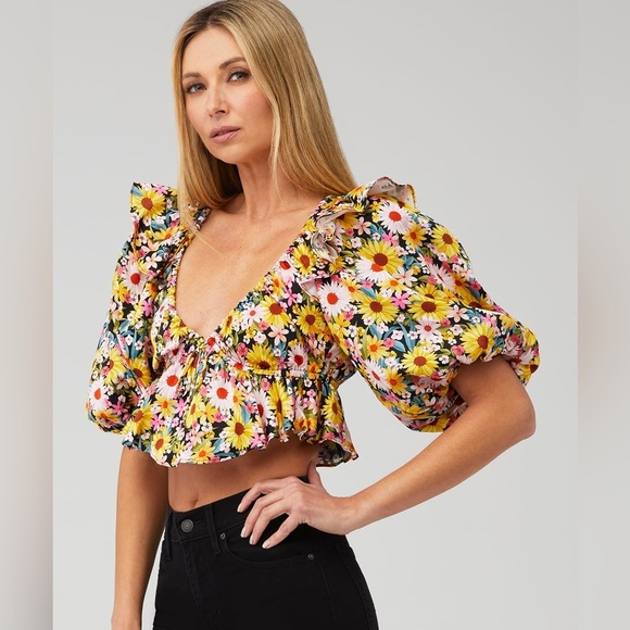 LIKE NEW! FOR LOVE & LEMONS glenn crop top in yellow - xs - Picture 4 of 8